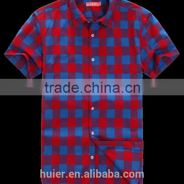 Fashion Design Polyester Cotton Fabric Check Shirt photo-2