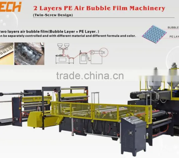 2 Layers Extrusion PE Air Bubble Wrap Machine Double Screw Design photo-6