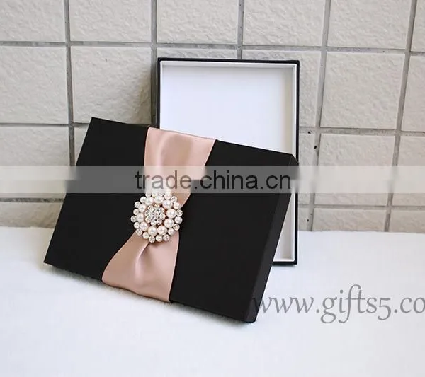 Elegant Black Wedding Invitation Boxes With Brooch photo-5