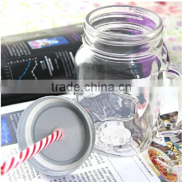 16oz Colored Drinking Glass Mug With Straw photo-3