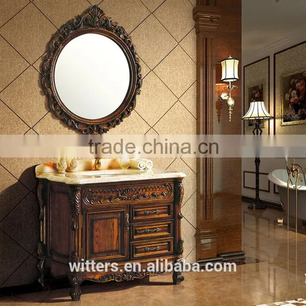 WTS-8333O Royal Traditional Baroque Single Antique Bathroom Vanity With Basin Vanity Unit Top photo-2