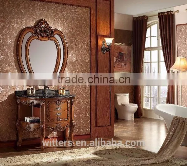 Old Hand Curved Bathroom Vanity With Vingage Mirror WTS1605 photo-5