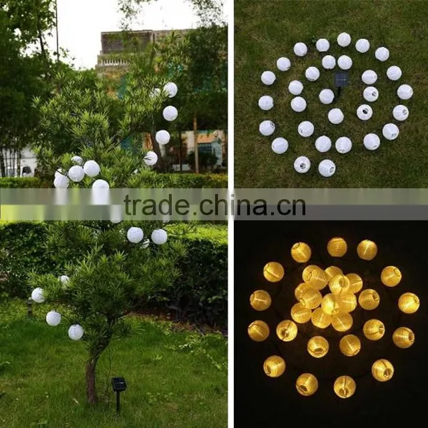 Solar String Lights Outdoor 15.7ft 20 LED Warm White Fabric Lantern Christmas Globle Lights photo-6