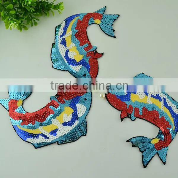 Highquality Sequin Carp Patches/sequin Applique Carp