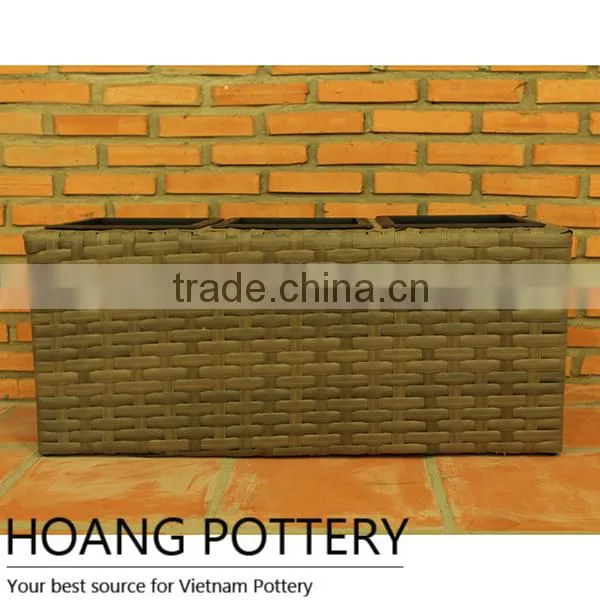 Resin Wicker Planters - Rectangle Wicker Trough