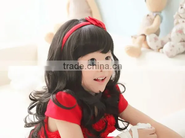 Wholesale Cheap Kids Synthetic Hair Wigs Sweety Little Girl Wavy Wigs With 2 Colors photo-6