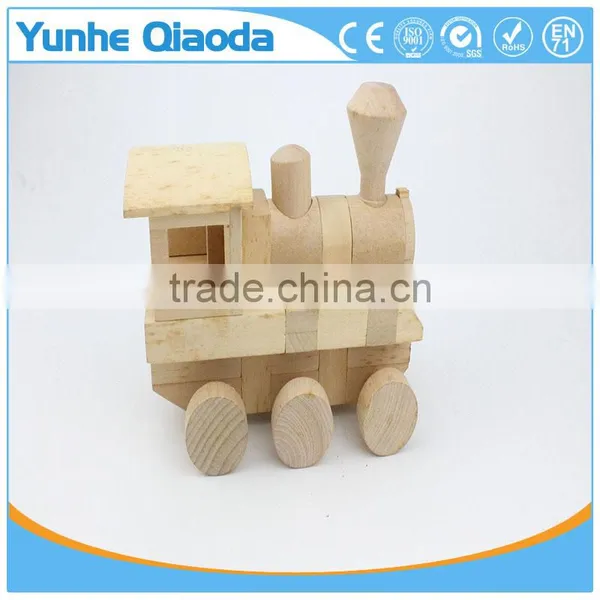 Vehicle Block Railway Engine 3D Woodcraft Kit Assemble Paint DIY Zle Toys for Kids Adults the Best Birthday Gift photo-3