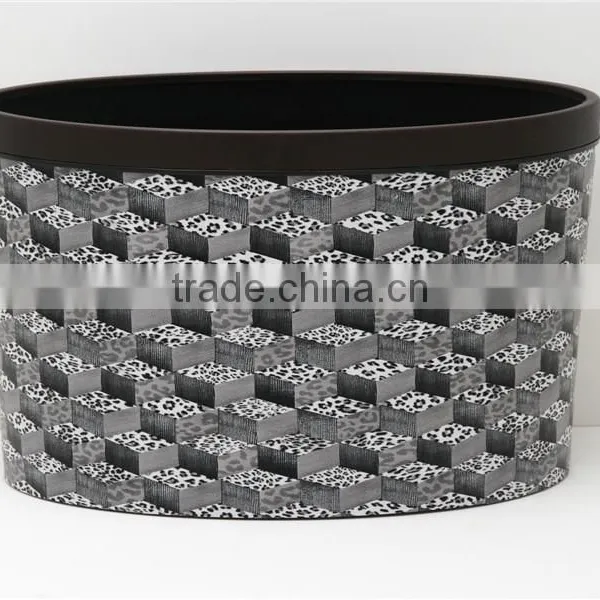 Plastic Leather Medium Semi Round Trash Can Wastebin 9L photo-4
