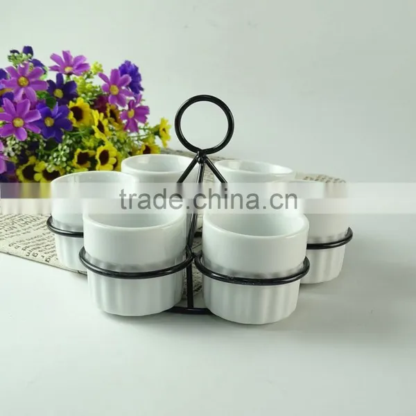 New Design Cheap White Porcelain Cup and Plate in Stock, Wholesale Coffee Set , Tea Set, Espresso Cup Saucers With Black Iron photo-2