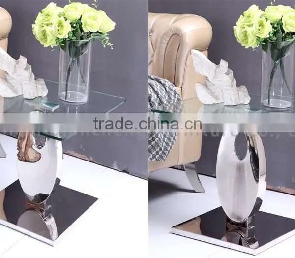 Modern Stainless Steel Glass Bedside Table photo-6