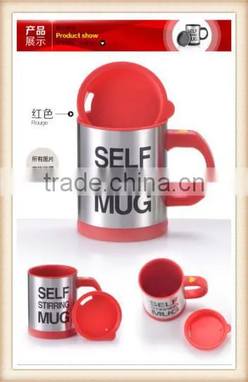 Hot Sale Auto Coffee Mixing Mug 350ml Stainless Steel Self Stirring Tea Cup Red photo-3