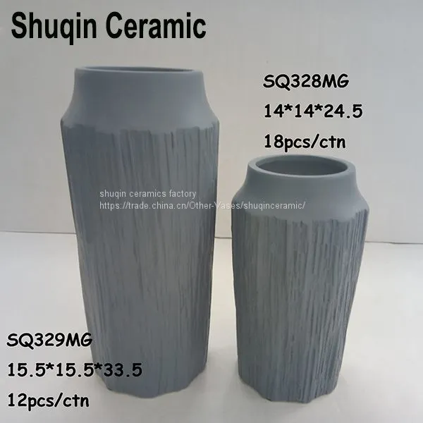 Matt Gray Color Vase Indoor Vase Ceramics Vases Home Decoration photo-3
