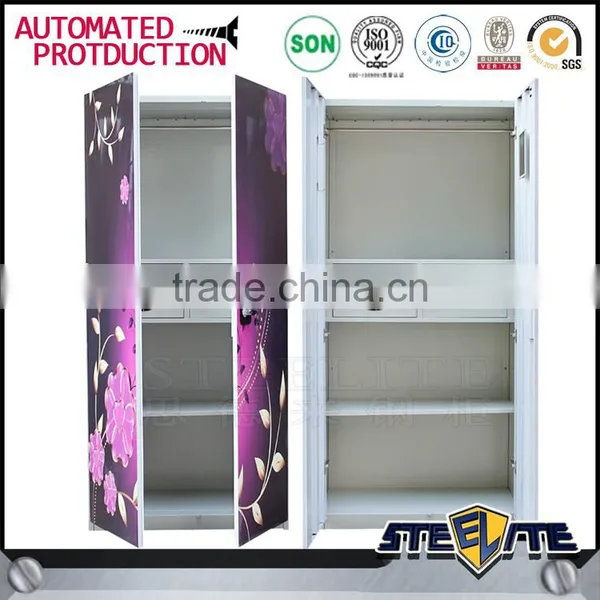 2 Door Cheap Bedroom Steel Metal Almirah Wardrobe Clothes Closet With Doors photo-3