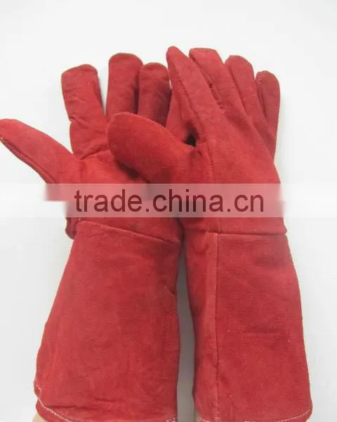 Red Cow Split Full Lining And Palm Two Piece Back Welding Gloves photo-2