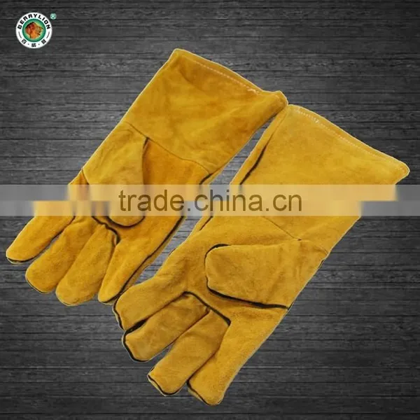 BERRYLION Tools Cotton Mixed Cow Split Leather Welding Gloves With Long Sleeve photo-3