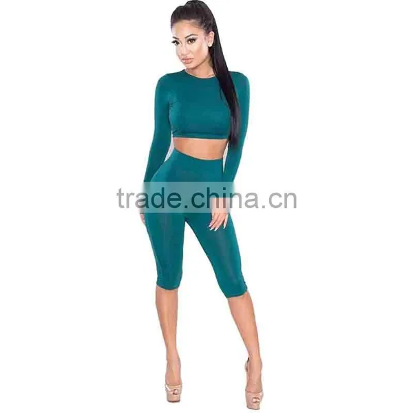 Women Sexy Long Sleeve Top And Shorts Track Suit 2017 Autumn Bodycon Tracksuit Clothing Casual Two Pieces Outfits photo-6