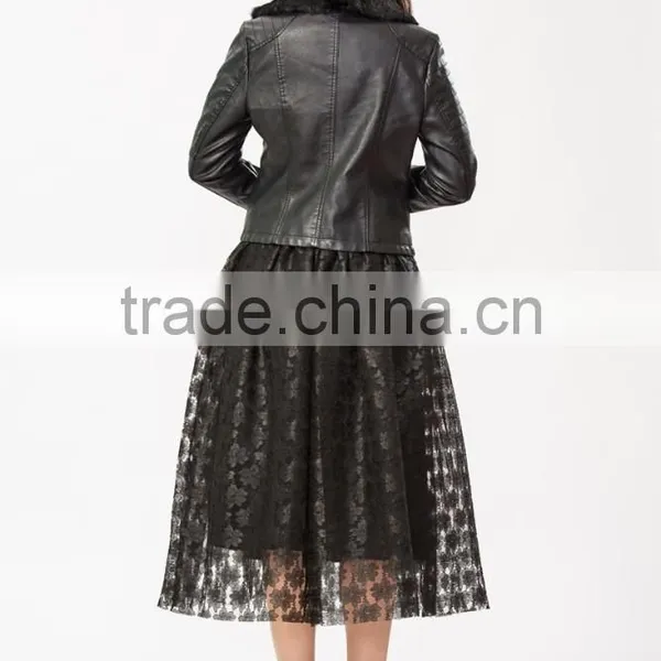 Wholesale New Fashion Fur Collar Leather Lady Jacket photo-5