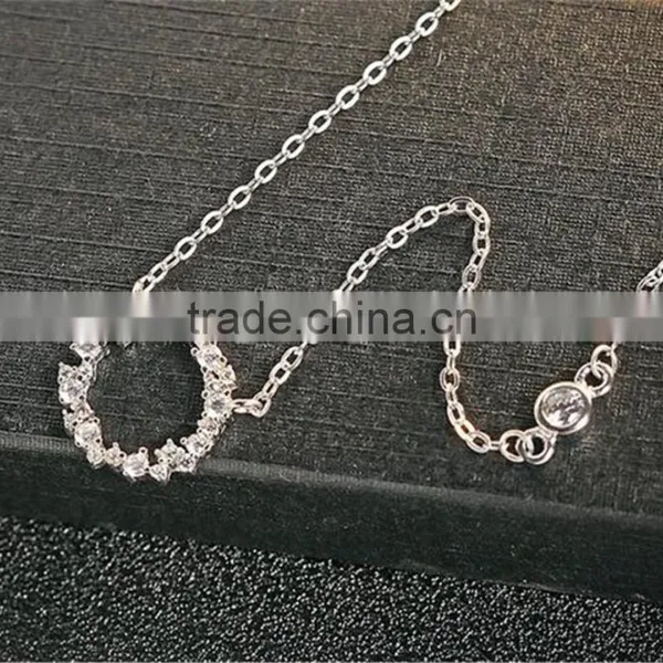 Sterling Silver Jewelry Necklace 925 Silver Circle Pendant Necklace photo-2