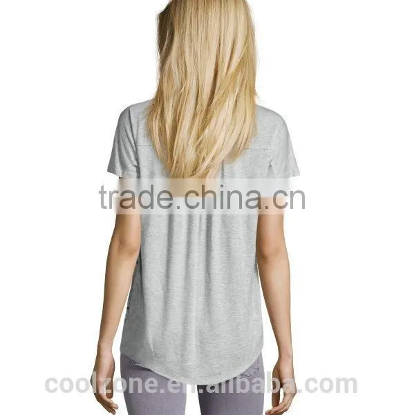 2015 Fashion Short Sleeve Tropical Flower Print Top Wholesale Custom T-shirt photo-3