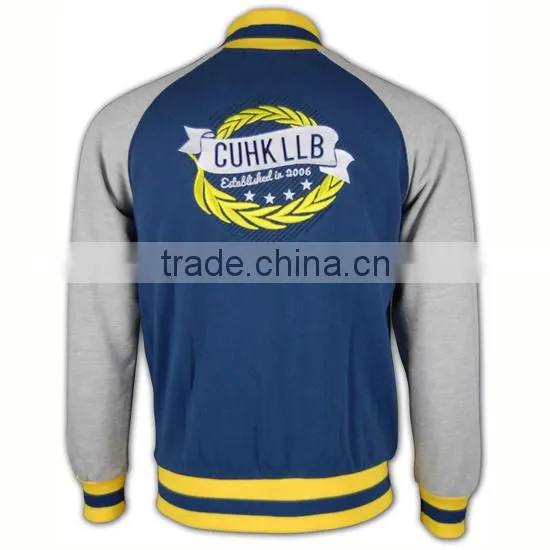 Wholesale High Quality Zip up Hoody Ribbed Cheap Mens Baseball Jacket uk photo-5