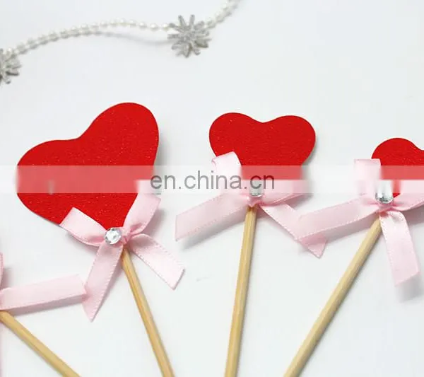 New Design Red Heart With Bow Wedding Birthday Cake Topper photo-3