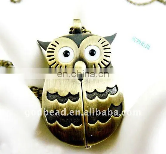 W44 wholesale Antique brass bronze pocket watch chain charm pendant watch necklace nickel free lead free