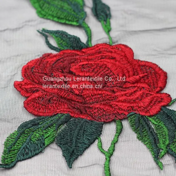 2017 Hot Selling Flower Pattern Patch Embroidered Mesh Fabric for Women photo-2