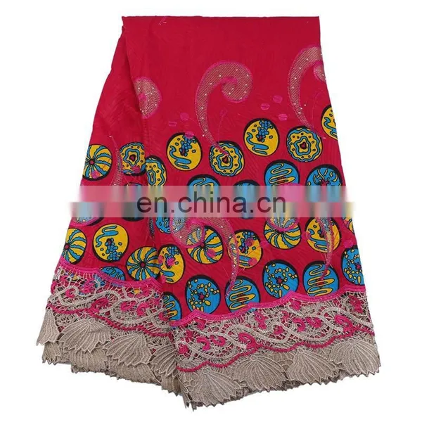 High-quality Wholesale Price 100% Cotton Wax for 6 Yards With Stones Lace Wax Print Fabric African L170727006 photo-5