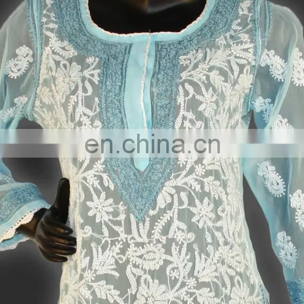 Designs of Georgette Kurtis All Types Lucknow Chikan photo-4
