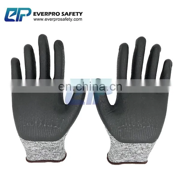 Gray Nylon Lunar Foam Nitrile Palm Dip Gloves On Salt Pepper photo-3
