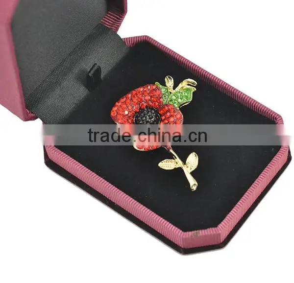 Classical Commemoration of Princess Kate Rhinestone Poppy Brooch photo-2