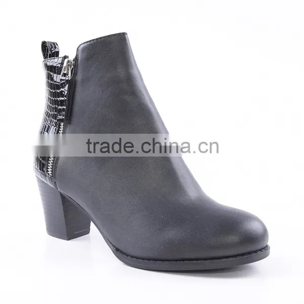 Shiny Back Upper Military Gravity Mid Heel Boots Cheap in China With Double Zippers photo-2