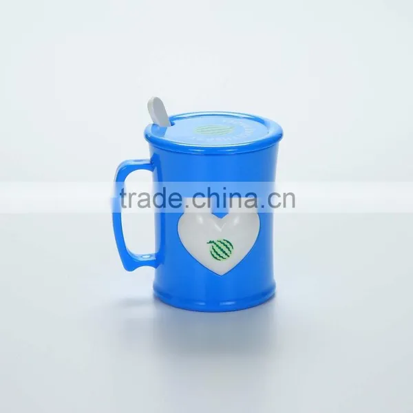 Reusable Cartoon Plastic Cups With Handle,lid and Spoon--Blue photo-2