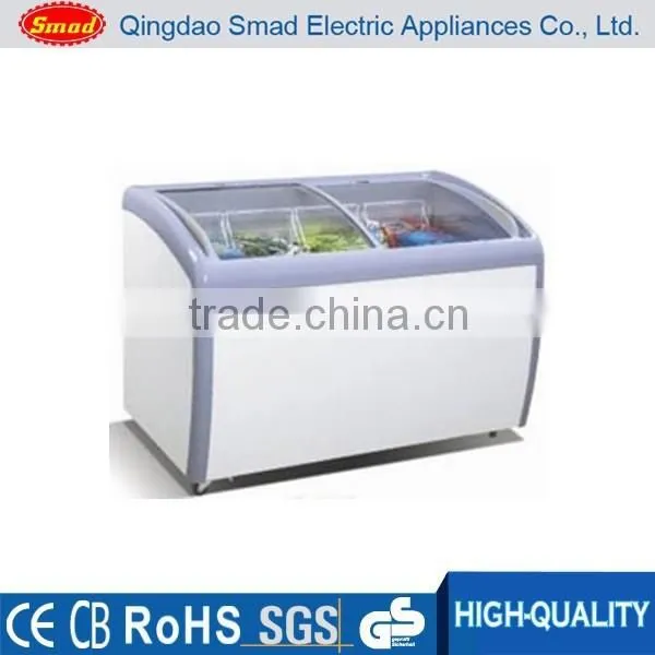 Curved Slide Glass Door Freezer Curved Freezer for Ice Cream photo-3