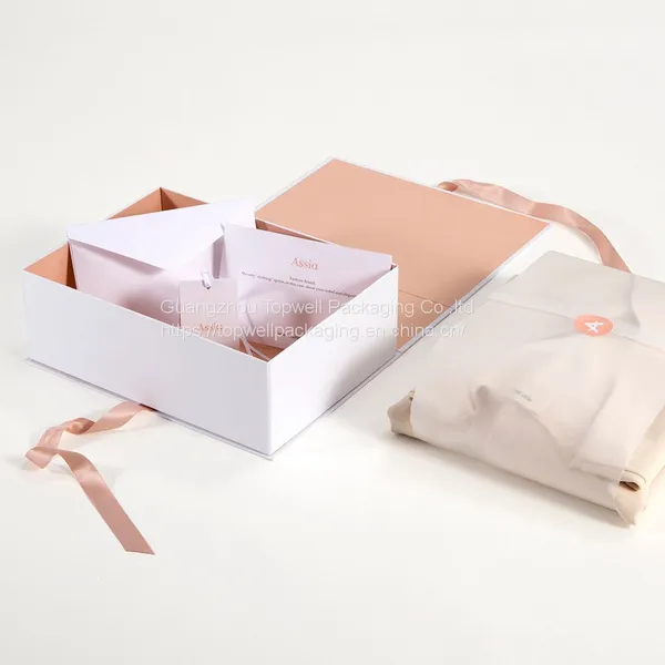 Custom Luxury White Magnet Flap Clothing Paper Box Foldable Magnetic Closure Gift Boxes With Black Ribbon photo-4