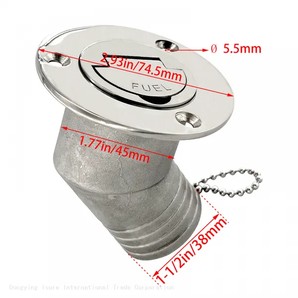 ISURE MARINE Deck Filler Marine Boat Yacht 316 Stainless Steel Deck Fill Fuel 1-1/2'' 38mm photo-2