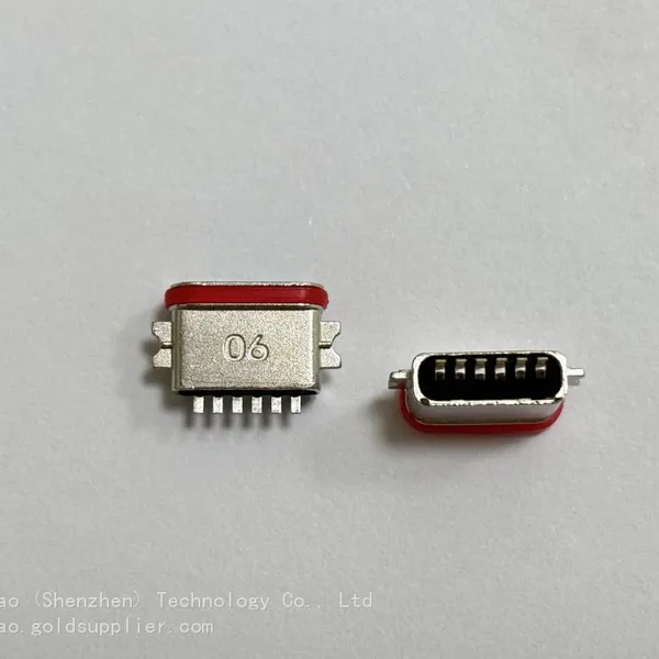 Waterproof Type-C 6-Pin Flat PCB Socket With 0.8mm Pitch, 6.7mm Length, IP68 Rating, and Waterproof Gasket (U-shaped) Zinc Alloy Casing photo-4