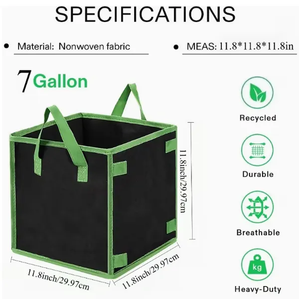Reinforced Square Grow Bags Thickened Nonwoven Fabric Pots With Handles photo-2