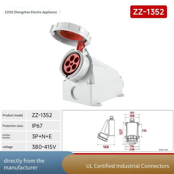 Ip6763a High-current Waterproof Industrial Plug and Industrial Socket With ce Certification, Dustproof, Zhongzhao Electric Appliance photo-5