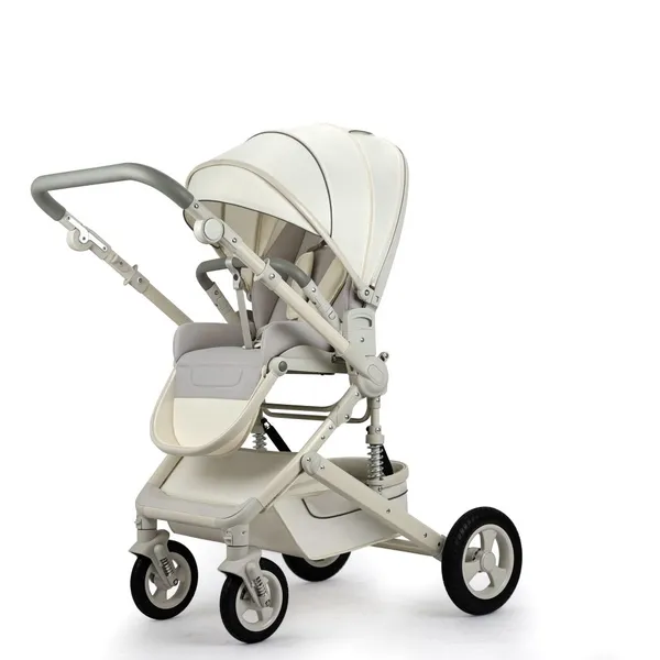 Portable Linen Kids Stroller Premium Alloy Two-way Push Foldable 4-wheel Travel System