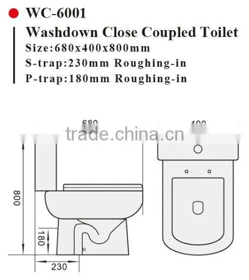 WC-6001 Washdown Two-Piece Toilet With Soft Closing Cover Ramp Down Closer, Water Closet Toilet Bowl photo-2