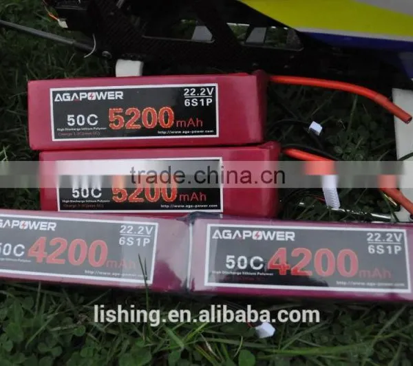 AGA Power 50C 6S Discharge 22.2V 5200mah Rechargeable RC Helicopter Lipo Battery photo-2