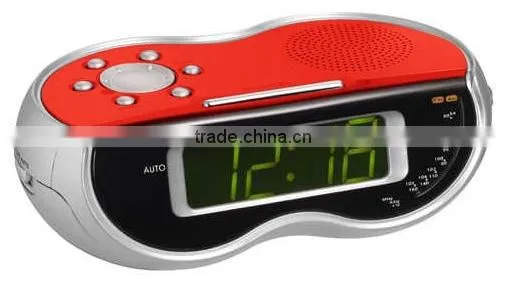 Best Price Stream Lined Table Red Desktop Alarm Clock Radio photo-2