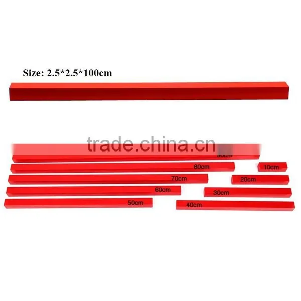 Wooden Montessori Sensorial Toy Long Red Rods photo-4