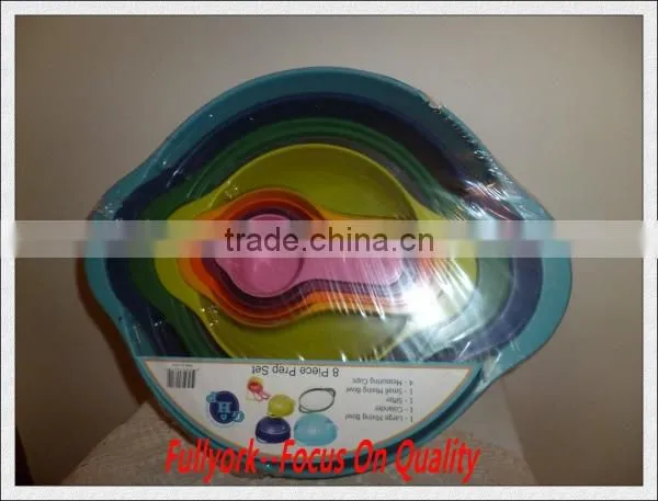 Nest 8 Piece Compact Food Preparation Set Nesting Bowls Colorful photo-5