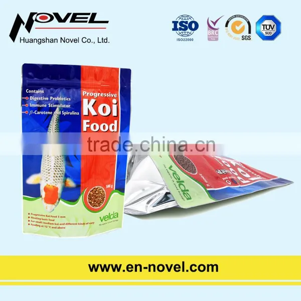 Customized Plastic Stand Up Pouch With Zipper for Fish Feed Packaging