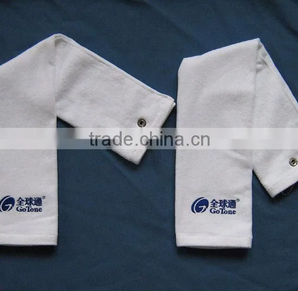 China Supply 40x60cm 140g Age Group 100% Cotton Custom White Embroidered Golf Towel photo-2