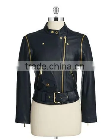 Ladies MOTO Pu Leather Jacket With Removable Zippered Sleeves.