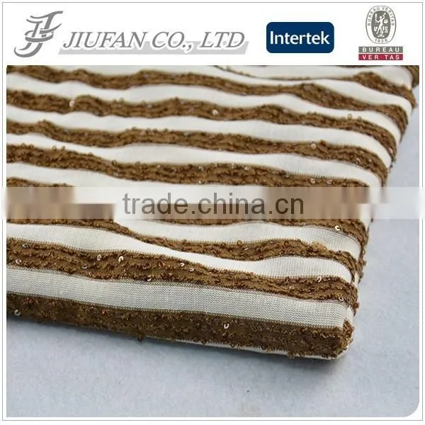 Jiufan Textile 2015 New Style Sequin T/R Polyester Viscose Knitted Hacci Fabric for Sweaters photo-2