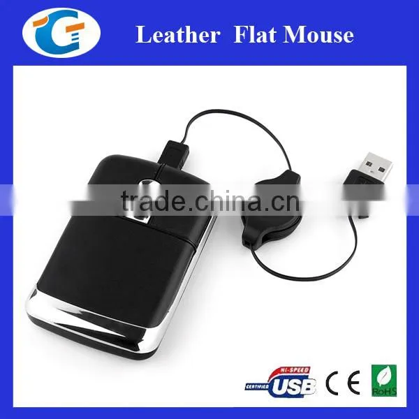 Leather Material Slim Wired Mouse for pc photo-3